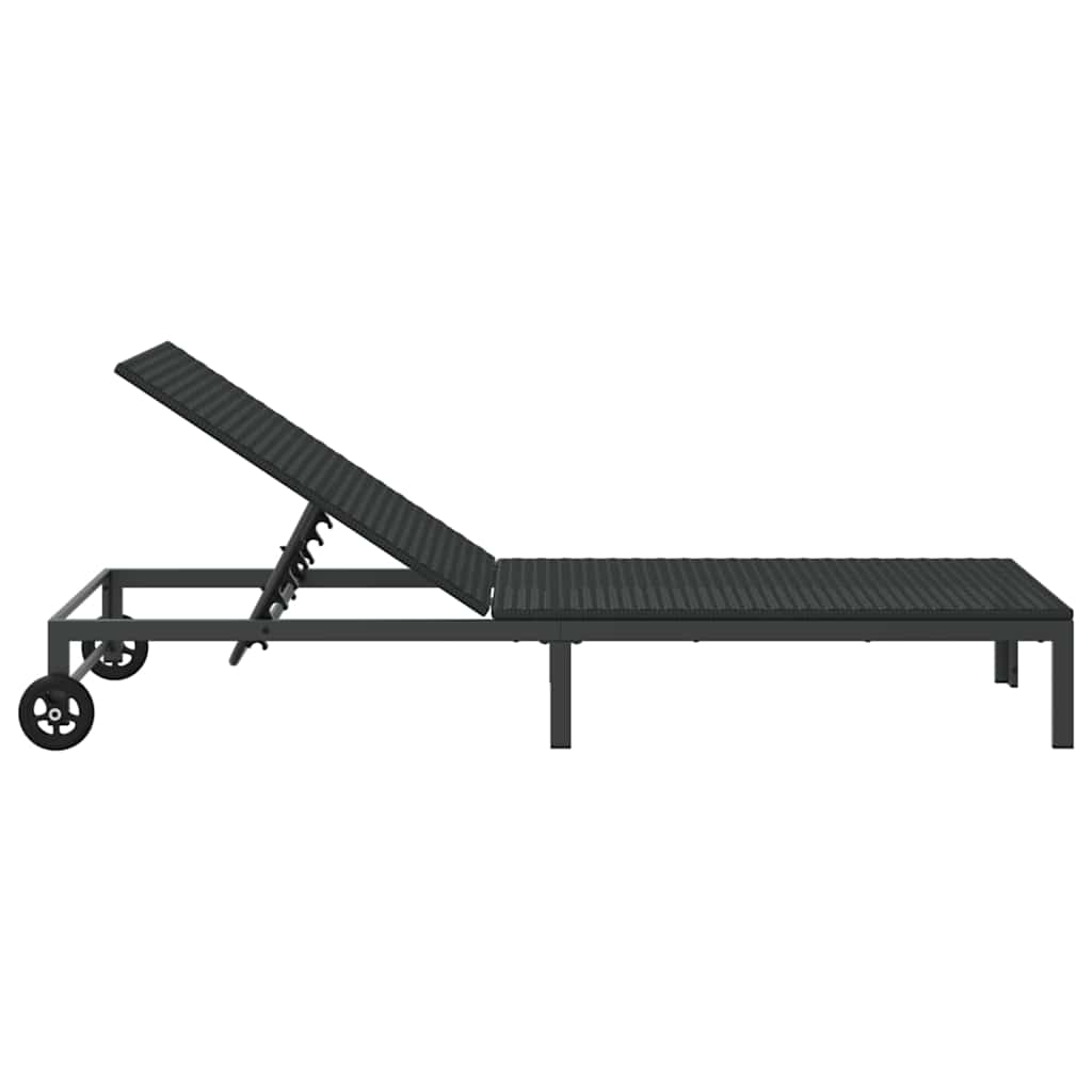 vidaXL Leżak Czarny 206 x 62.5 x 74 cm polirattan