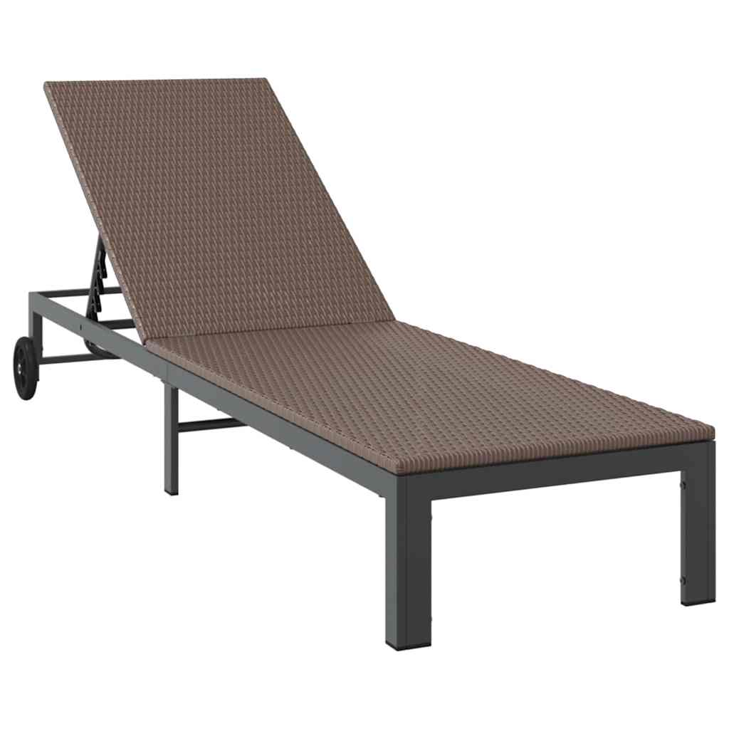 vidaXL Leżak 2-osoba 3 pcs Brązowy polirattan