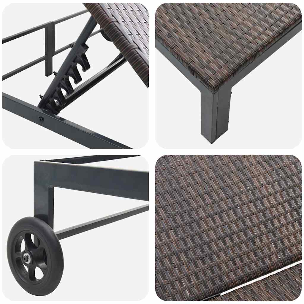 vidaXL Leżak Brązowy 206 x 115 x 75 cm polirattan