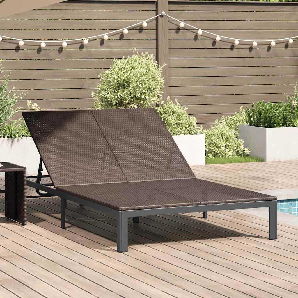 vidaXL Leżak Brązowy 206 x 115 x 75 cm polirattan