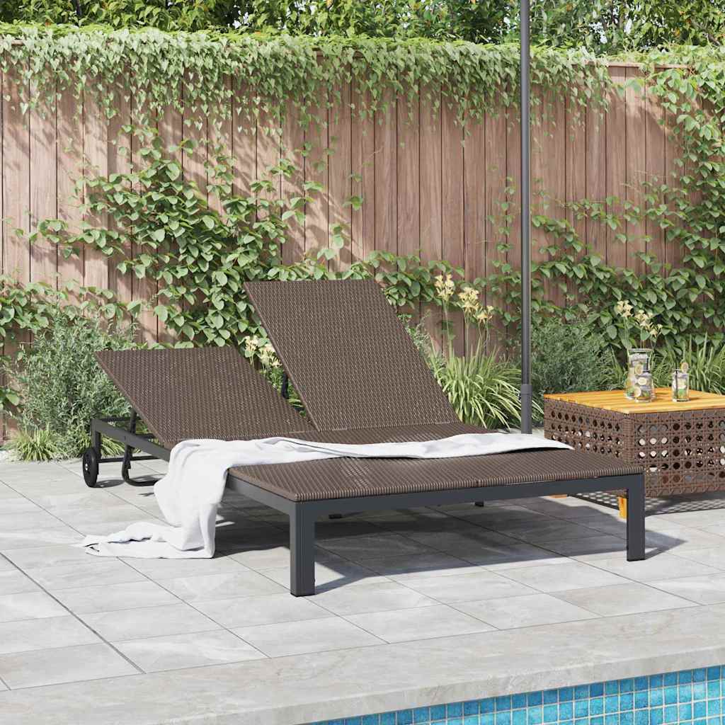 vidaXL Leżak Brązowy 206 x 115 x 75 cm polirattan