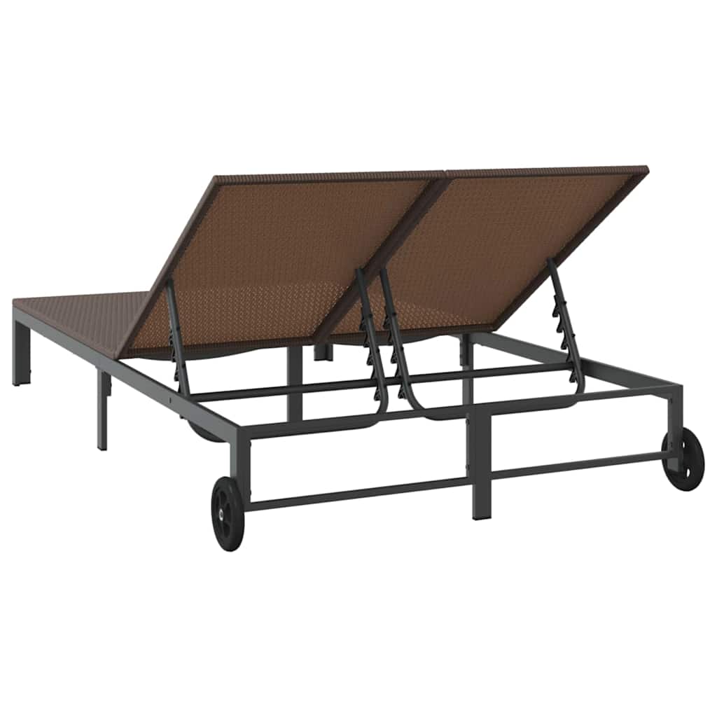 vidaXL Leżak Brązowy 206 x 115 x 75 cm polirattan