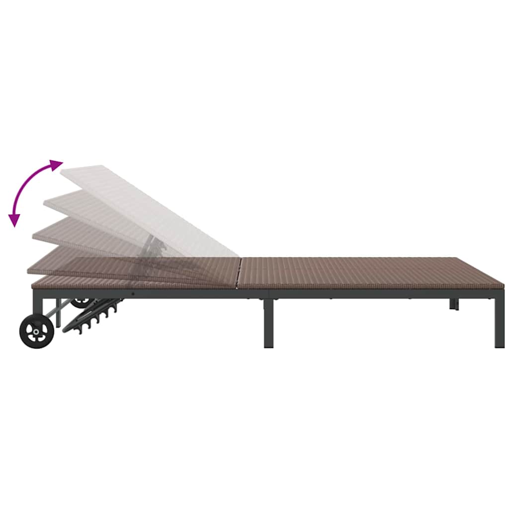 vidaXL Leżak Brązowy 206 x 115 x 75 cm polirattan