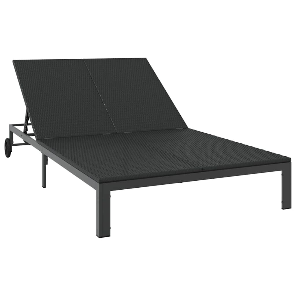 vidaXL Leżak Czarny 206 x 115 x 75 cm polirattan