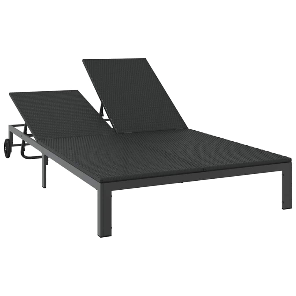 vidaXL Leżak Czarny 206 x 115 x 75 cm polirattan