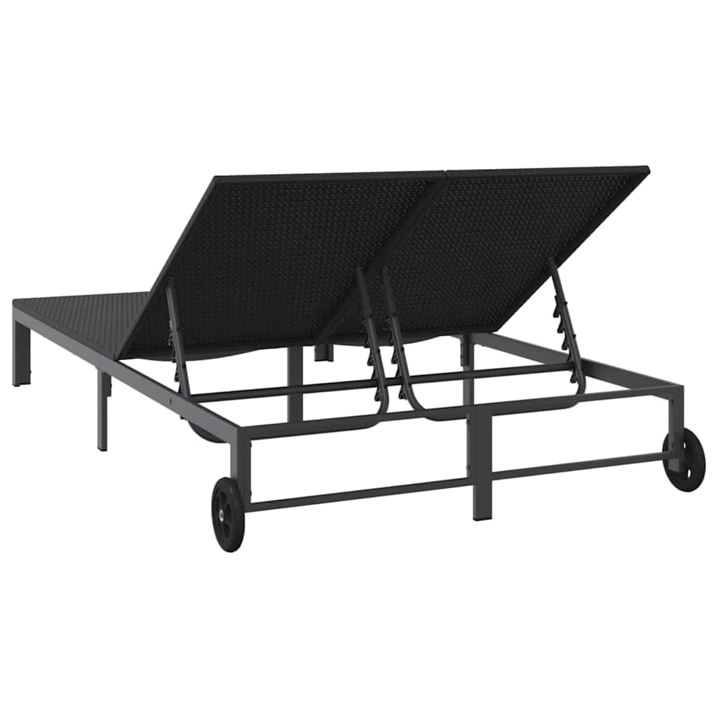 vidaXL Leżak Czarny 206 x 115 x 75 cm polirattan