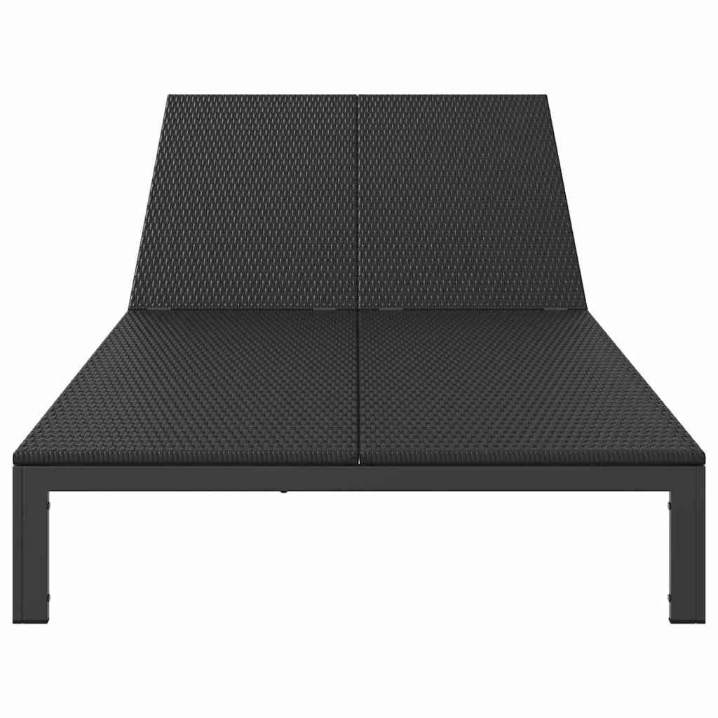 vidaXL Leżak Czarny 206 x 115 x 75 cm polirattan