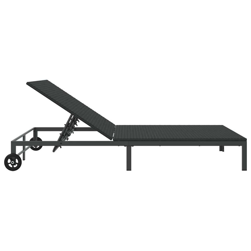 vidaXL Leżak Czarny 206 x 115 x 75 cm polirattan