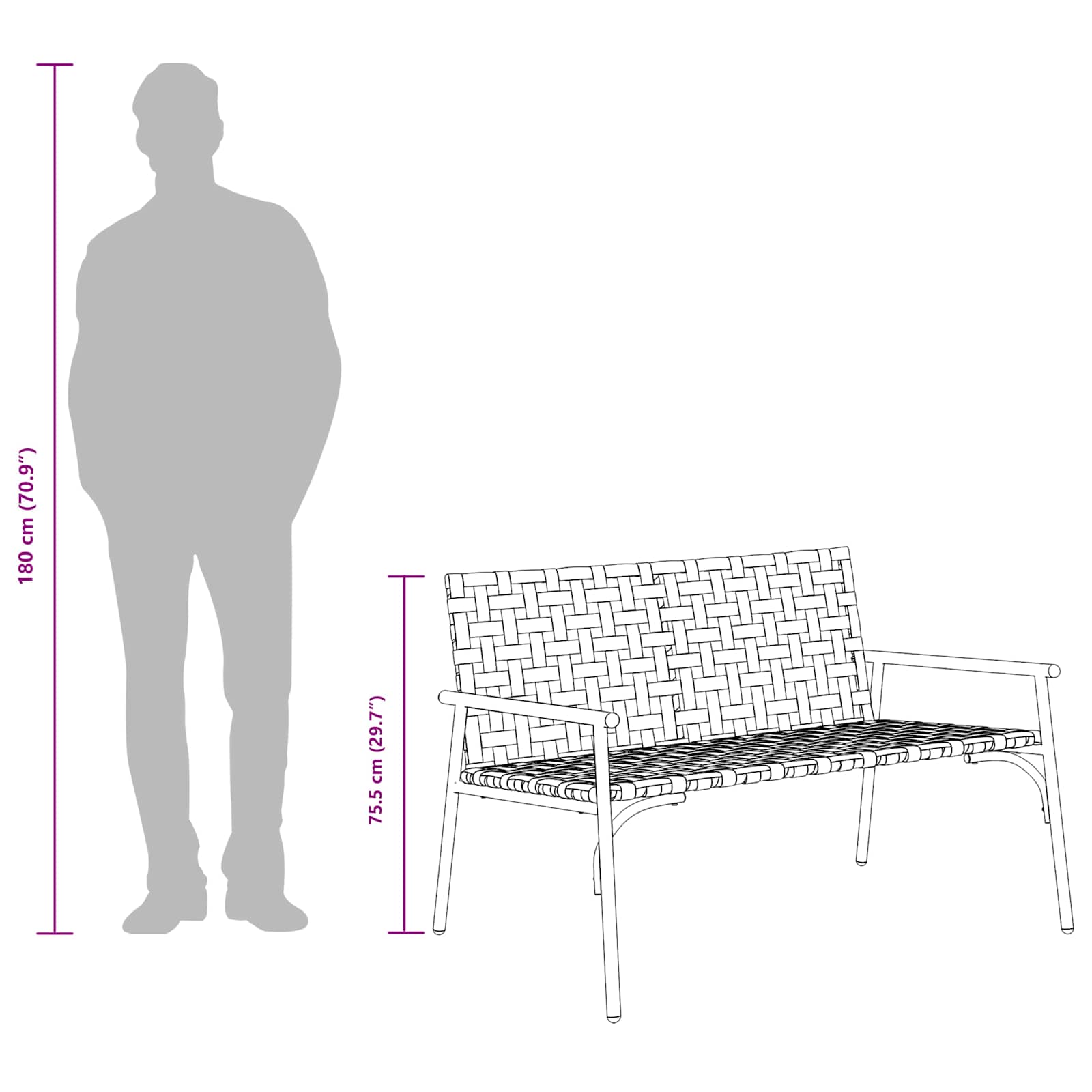 vidaXL Krzesło Ogrodowe Brązowy 110,5 x 79 x 75,5 cm polirattan