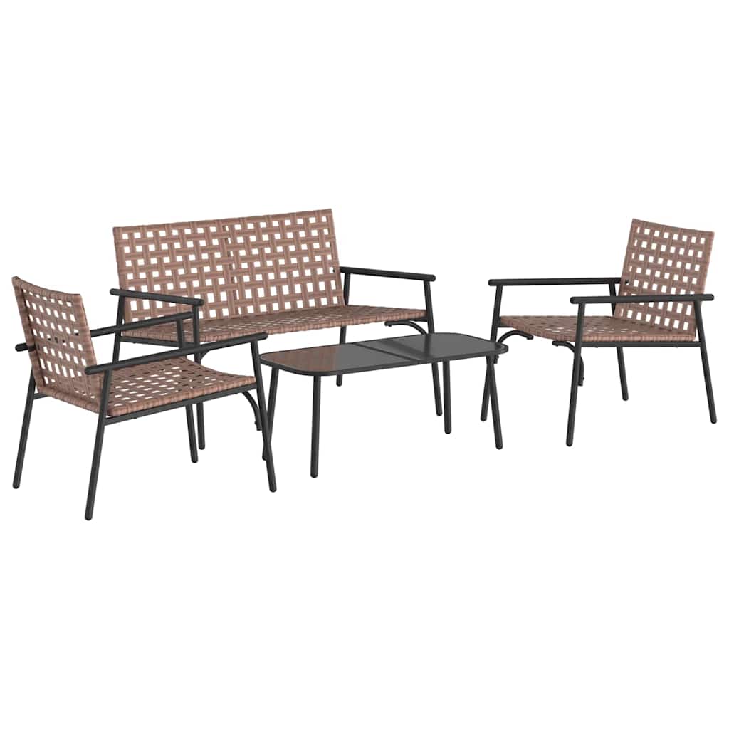 vidaXL Zestaw do jadalni w ogrodzie 4 pcs Brązowy polirattan