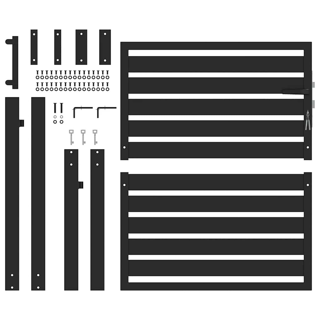 vidaXL Brama ogrodowa zamykana na klucz, czarna, 100x100cm, aluminiowa