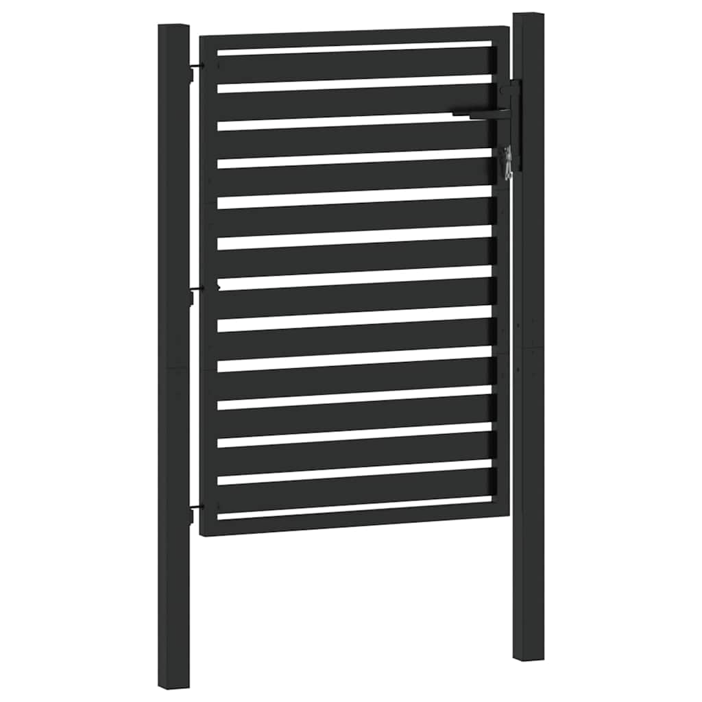 vidaXL Brama ogrodowa zamykana na klucz, czarna, 100x120cm, aluminiowa