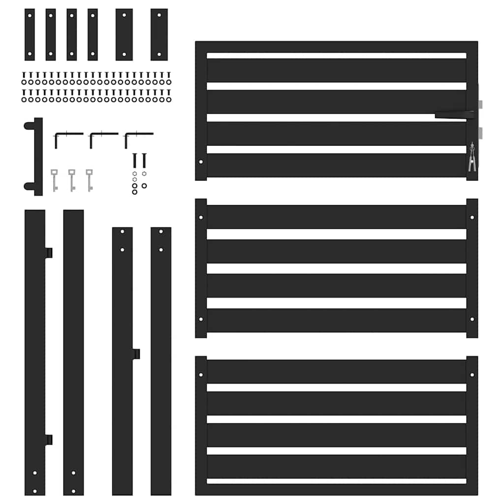 vidaXL Brama ogrodowa zamykana na klucz, czarna, 100x120cm, aluminiowa