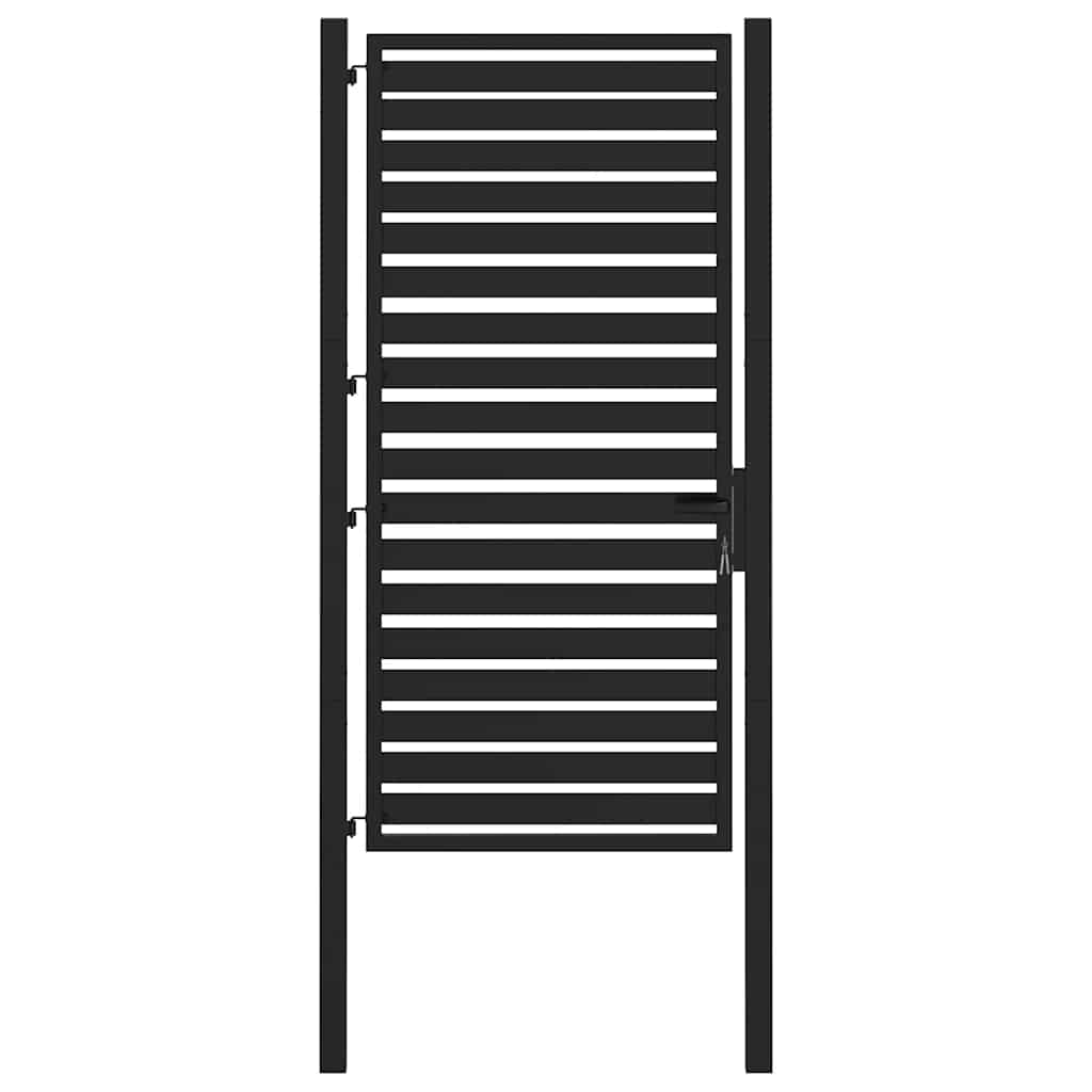 vidaXL Brama ogrodowa zamykana na klucz, czarna, 100x180cm, aluminiowa