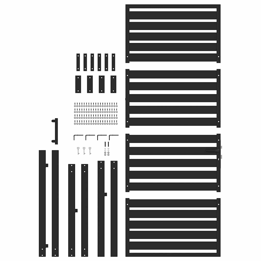 vidaXL Brama ogrodowa zamykana na klucz, czarna, 100x200cm, aluminiowa