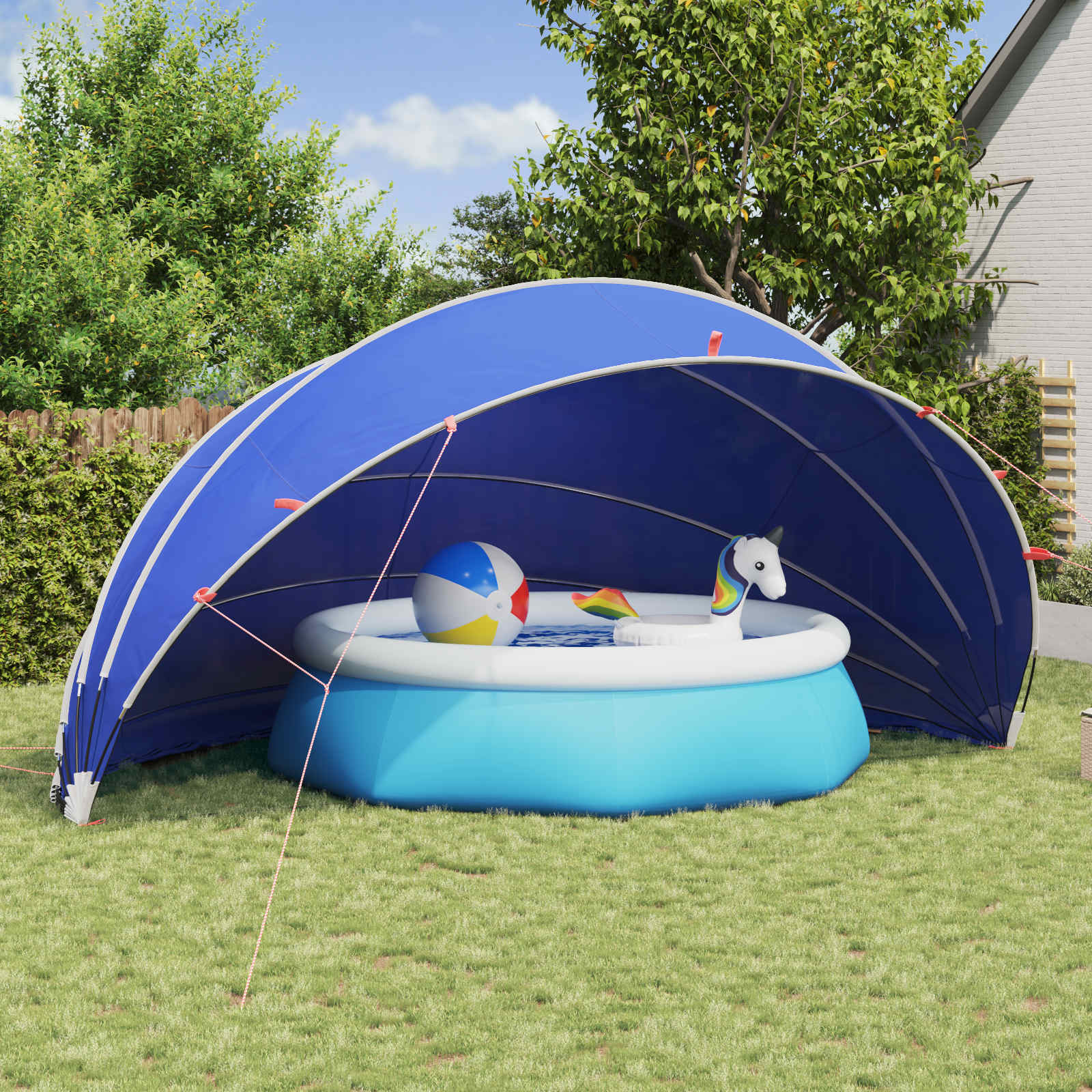 vidaXL Kopuła basenowa 592 x 590 x 275 cm Poliester 185T z powłoką PU