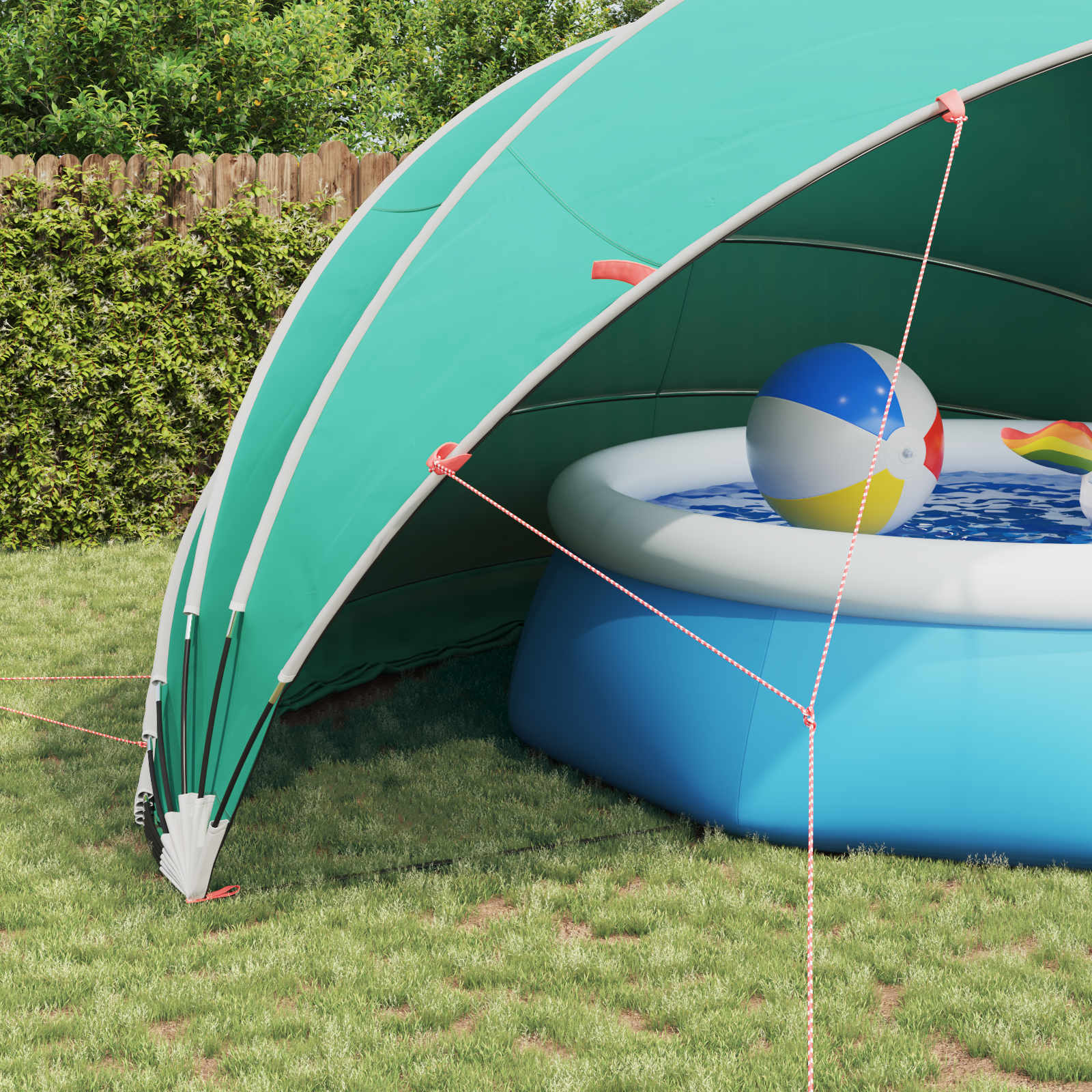 vidaXL Kopuła basenowa 592 x 590 x 275 cm Poliester 185T z powłoką PU