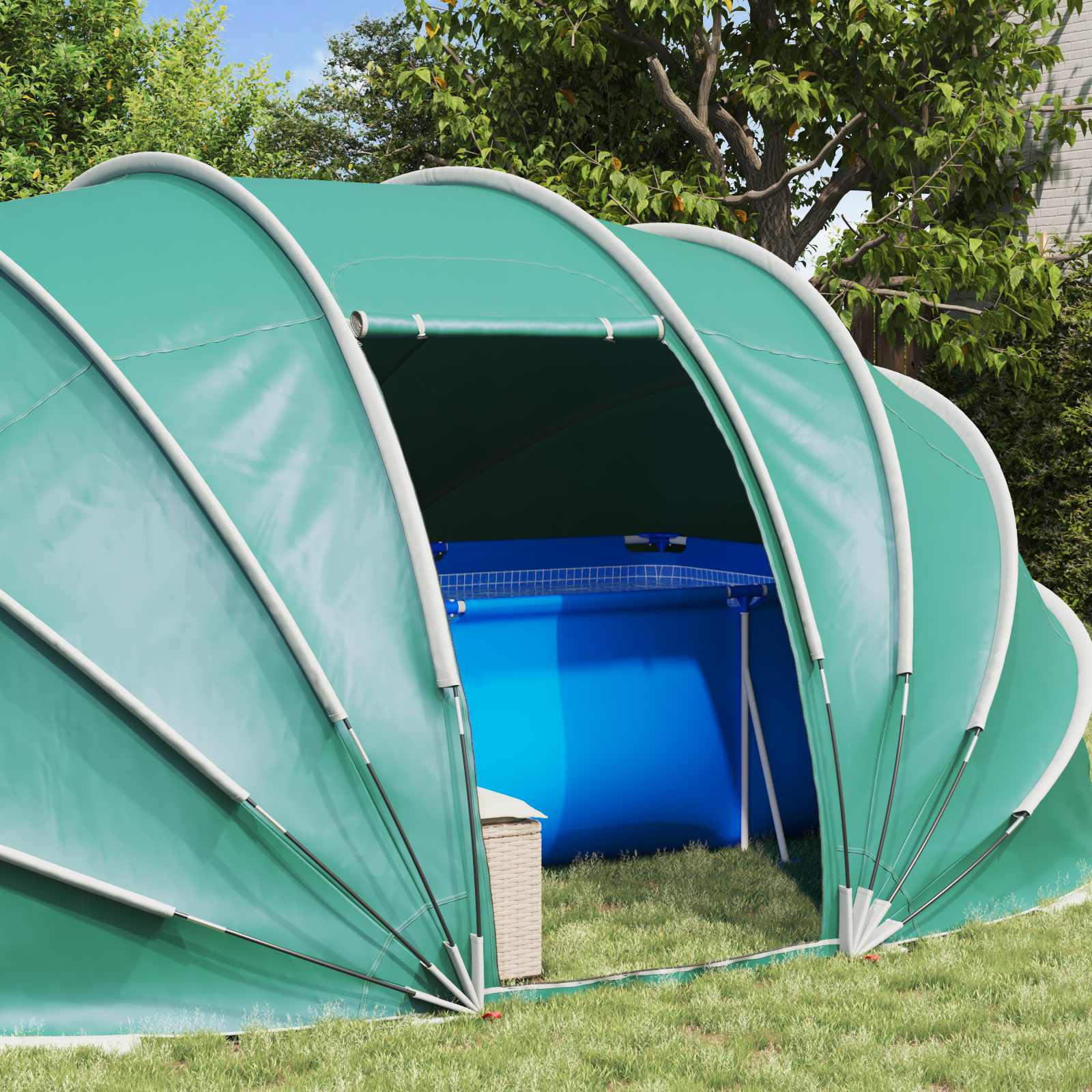 vidaXL Namiot basenowy 538 x 440 x 204 cm Poliester 185T z powłoką PU