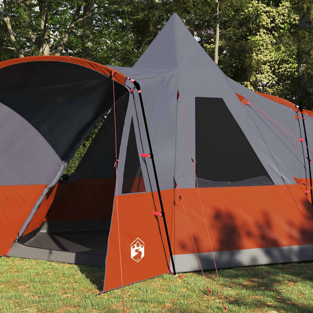 vidaXL Namiot Teepee dla 8 osób z dachem Szary i pomarańczowy