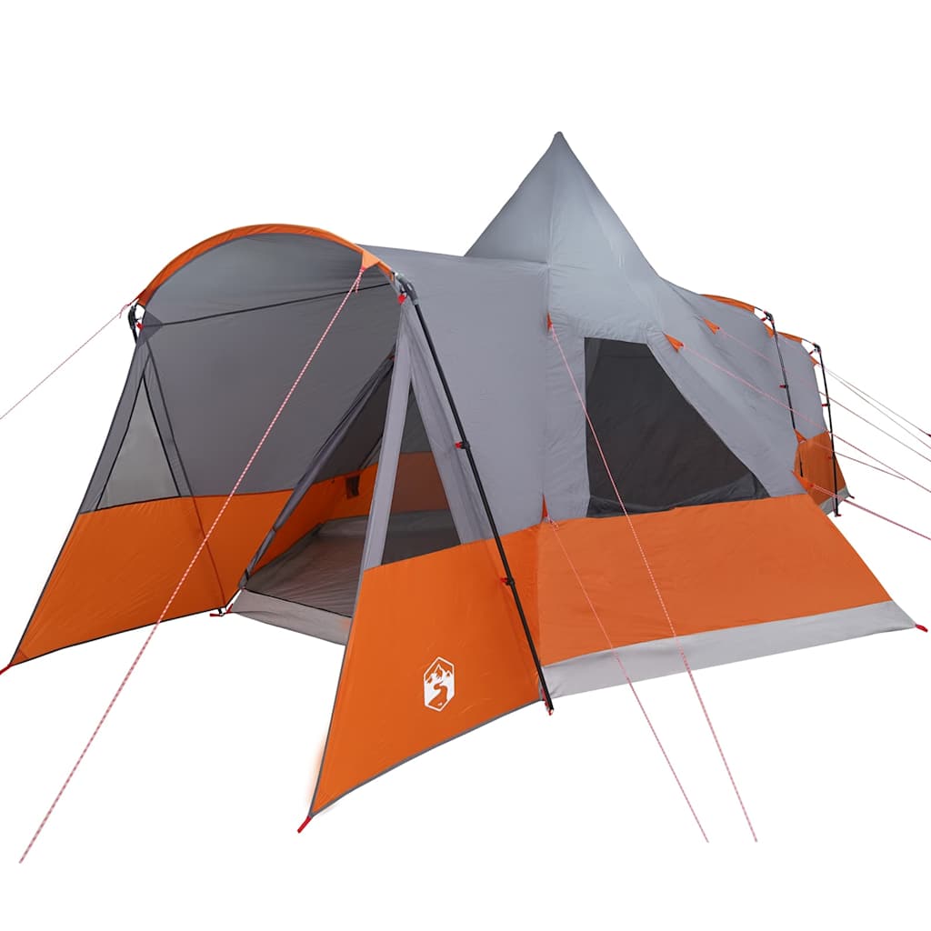 vidaXL Namiot Teepee dla 8 osób z dachem Szary i pomarańczowy