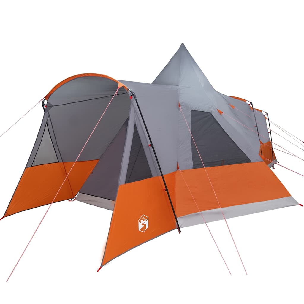 vidaXL Namiot Teepee dla 8 osób z dachem Szary i pomarańczowy