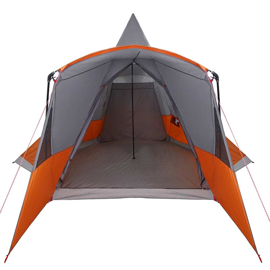 vidaXL Namiot Teepee dla 8 osób z dachem Szary i pomarańczowy