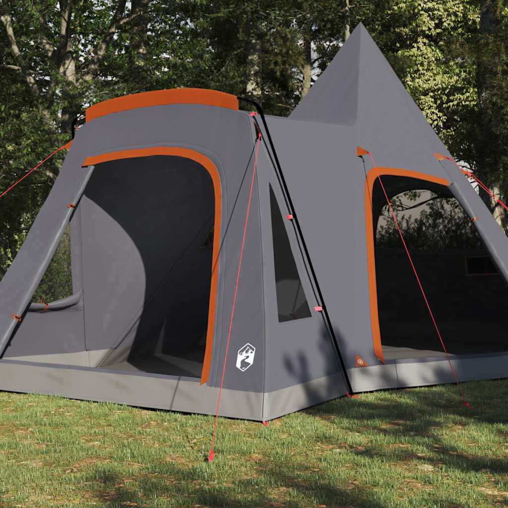 vidaXL Namiot Teepee dla 5 osób z dachem Szary i pomarańczowy