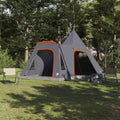 vidaXL Namiot Teepee dla 5 osób z dachem Szary i pomarańczowy