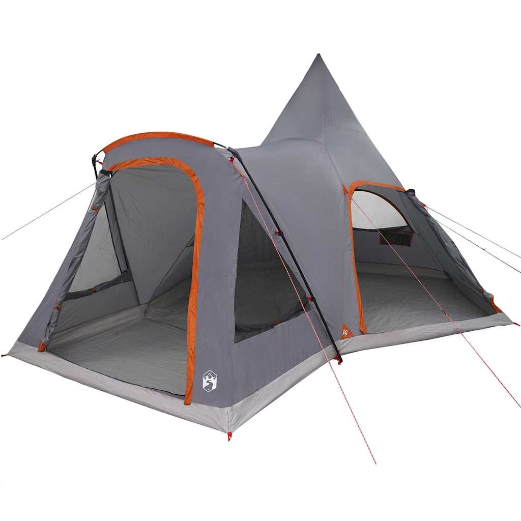 vidaXL Namiot Teepee dla 5 osób z dachem Szary i pomarańczowy