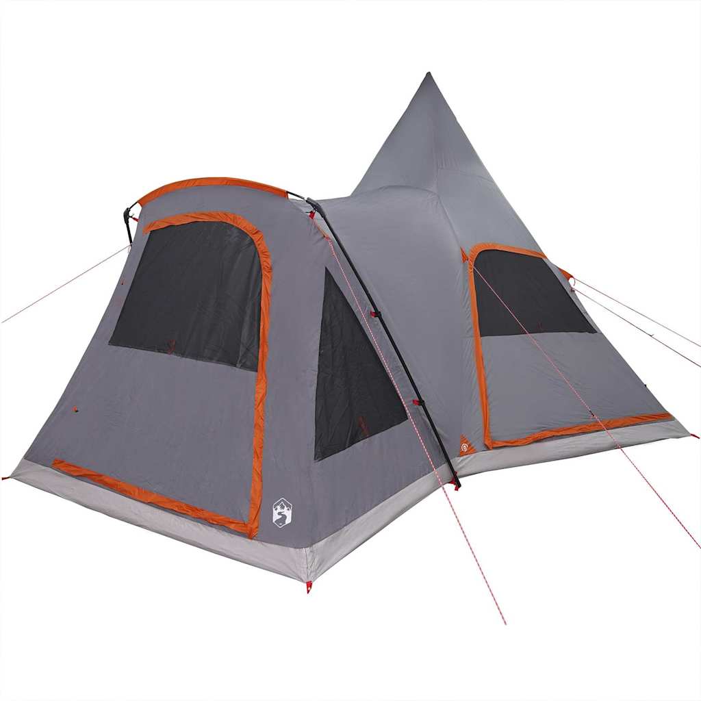 vidaXL Namiot Teepee dla 5 osób z dachem Szary i pomarańczowy