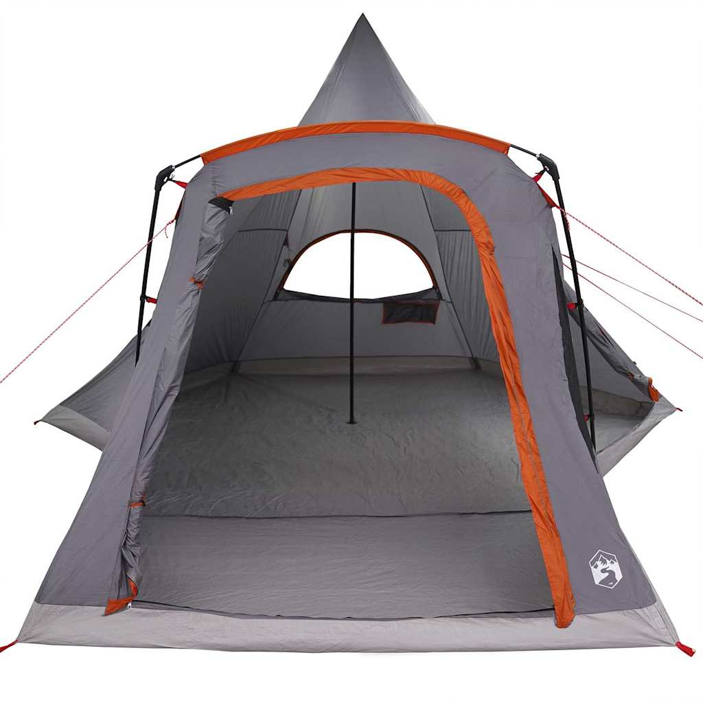 vidaXL Namiot Teepee dla 5 osób z dachem Szary i pomarańczowy