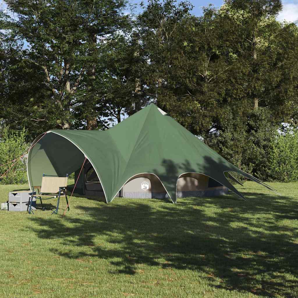 vidaXL Namiot Teepee dla 5 osób Zielony i szary 415 x 415 x 247 cm