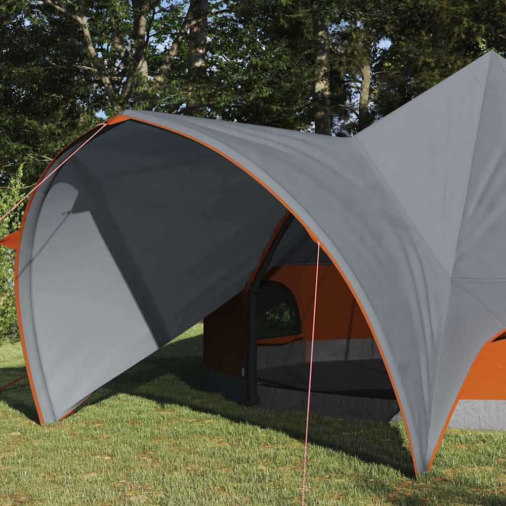 vidaXL Namiot Teepee dla 5 osób z dachem Szary i pomarańczowy