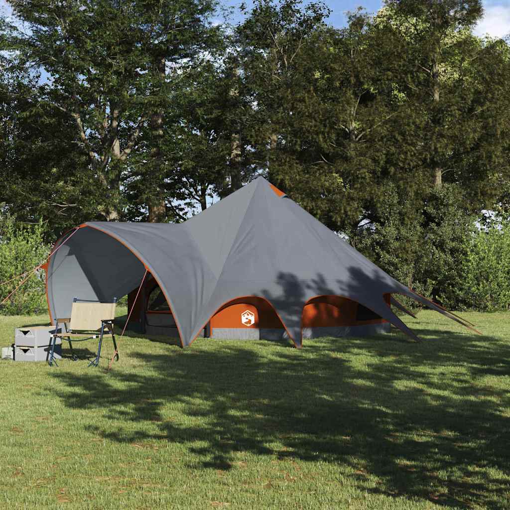 vidaXL Namiot Teepee dla 5 osób z dachem Szary i pomarańczowy