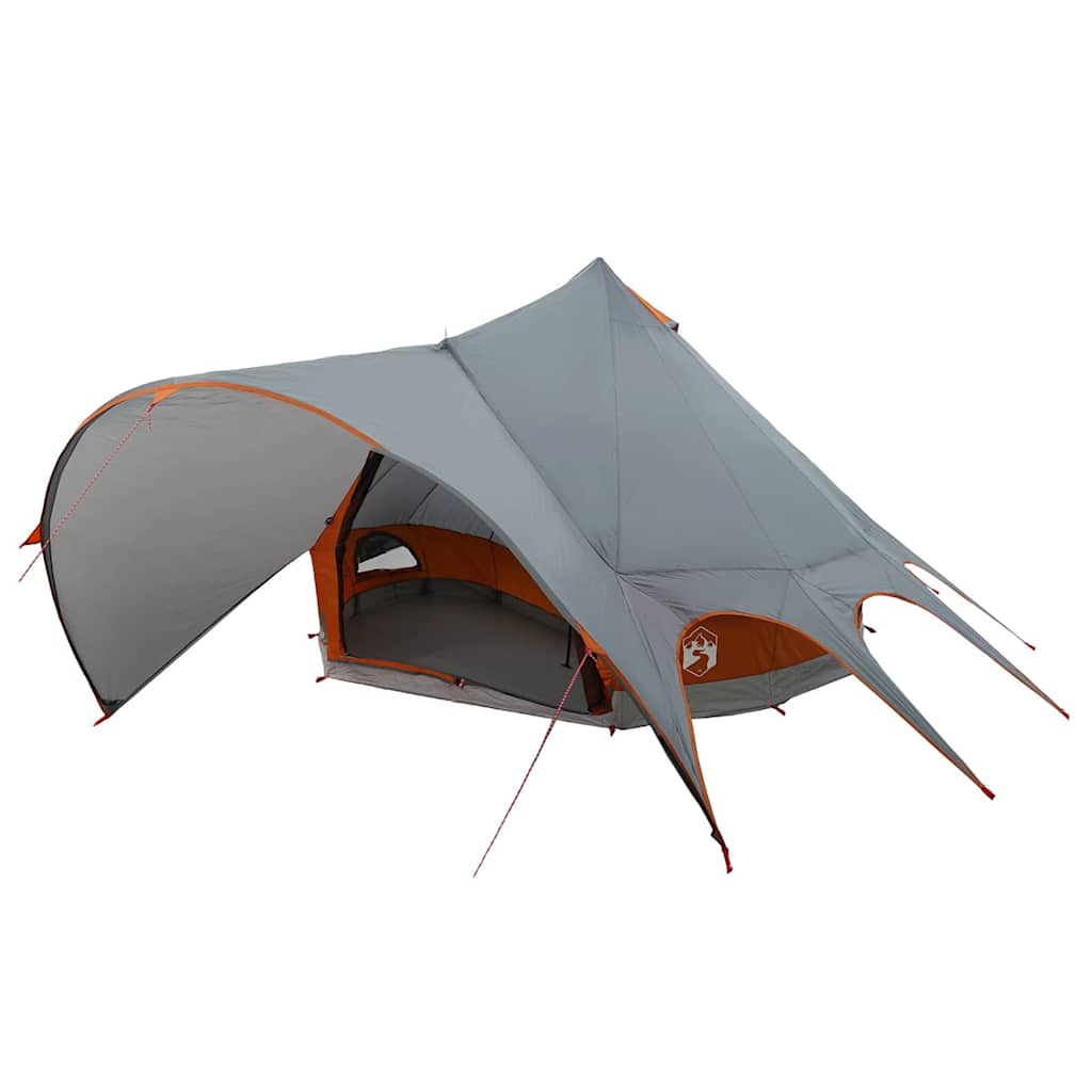 vidaXL Namiot Teepee dla 5 osób z dachem Szary i pomarańczowy