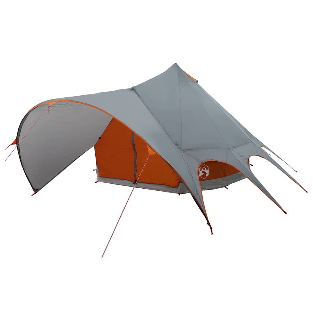vidaXL Namiot Teepee dla 5 osób z dachem Szary i pomarańczowy