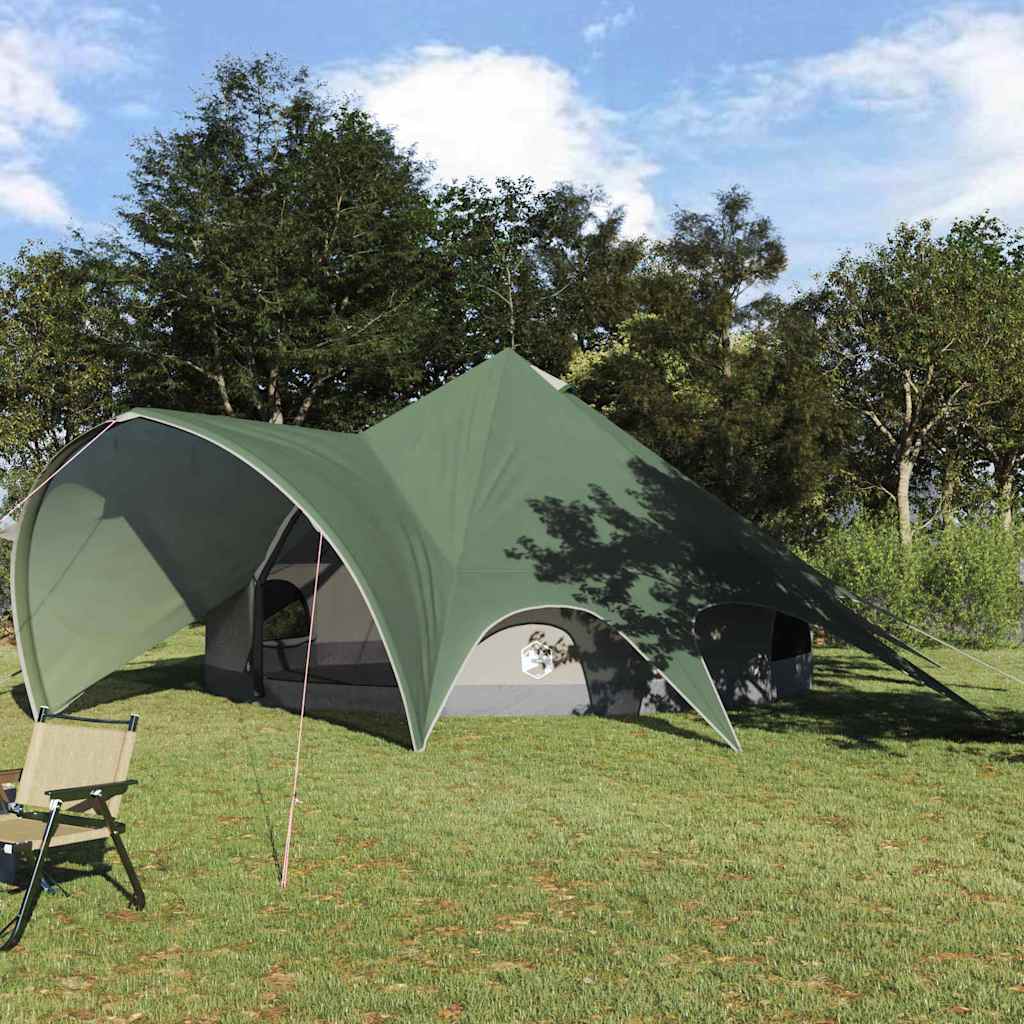 vidaXL Namiot Teepee dla 7 osób Zielony i szary 600 x 600 x 347 cm