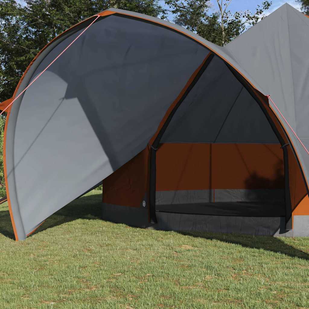 vidaXL Namiot Teepee dla 7 osób z dachem Szary i pomarańczowy