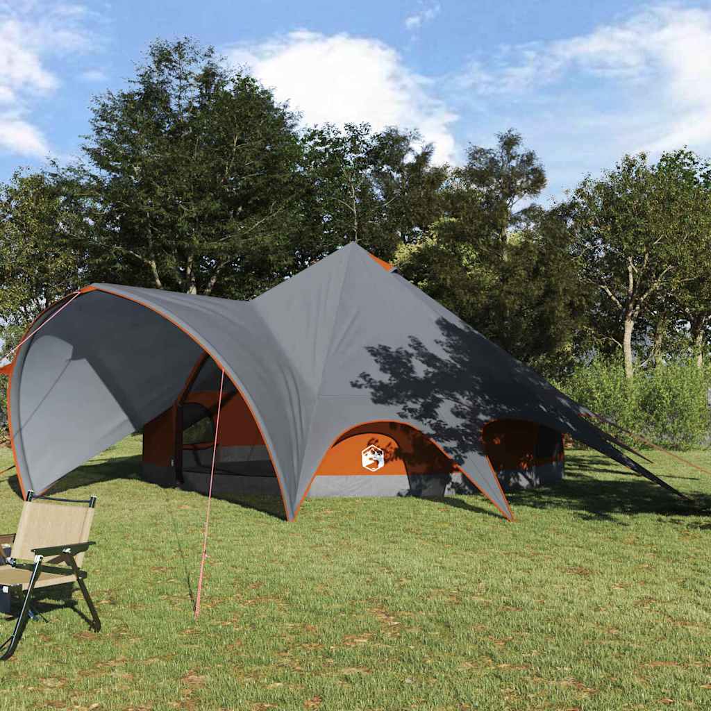 vidaXL Namiot Teepee dla 7 osób z dachem Szary i pomarańczowy