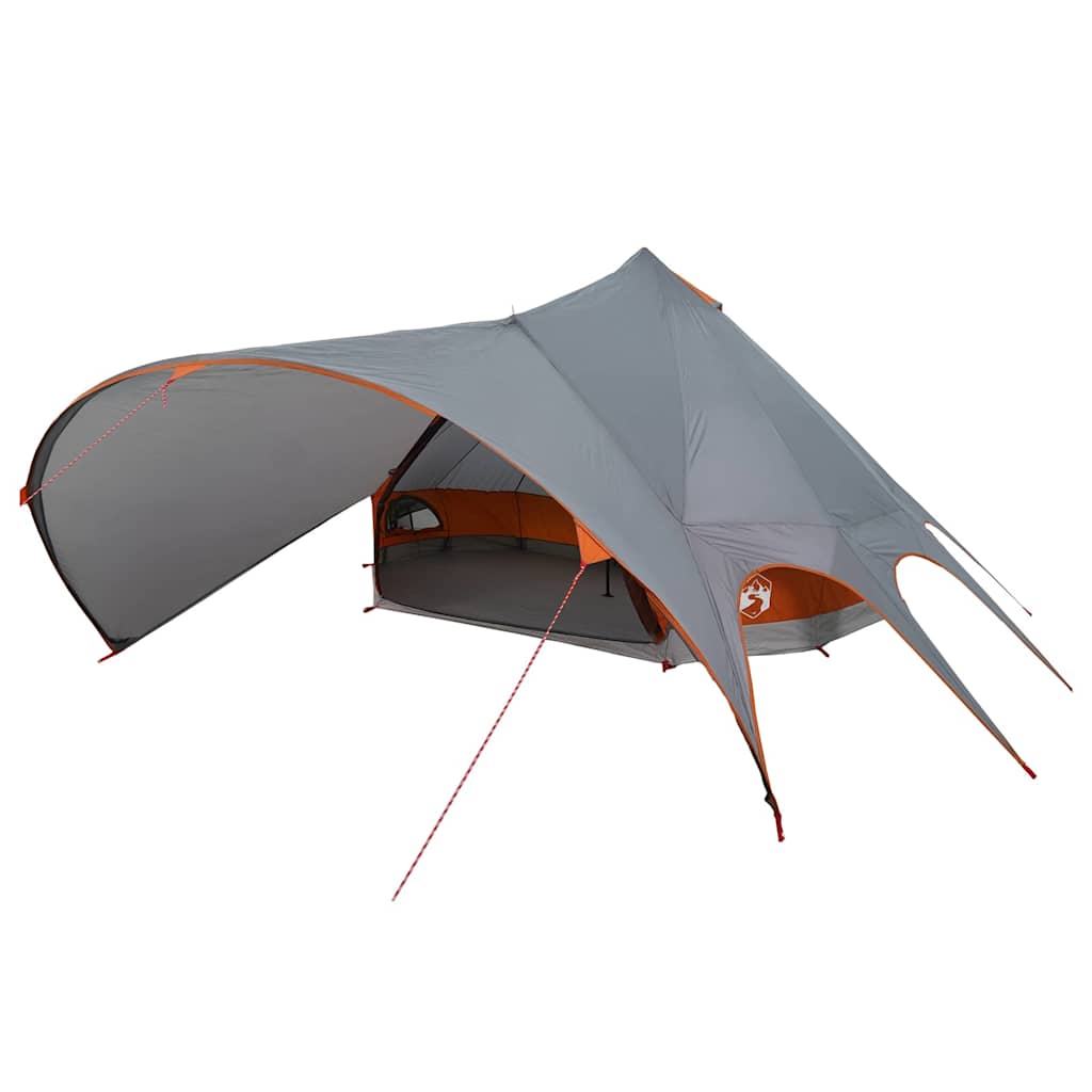 vidaXL Namiot Teepee dla 7 osób z dachem Szary i pomarańczowy