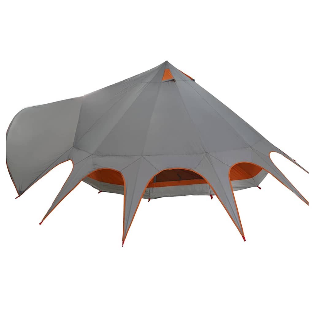 vidaXL Namiot Teepee dla 7 osób z dachem Szary i pomarańczowy