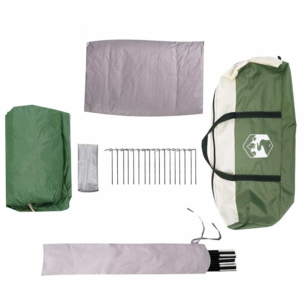 vidaXL Namiot kabinowy na 5 osób Zielony i Biały 333 x 317 x 194 cm