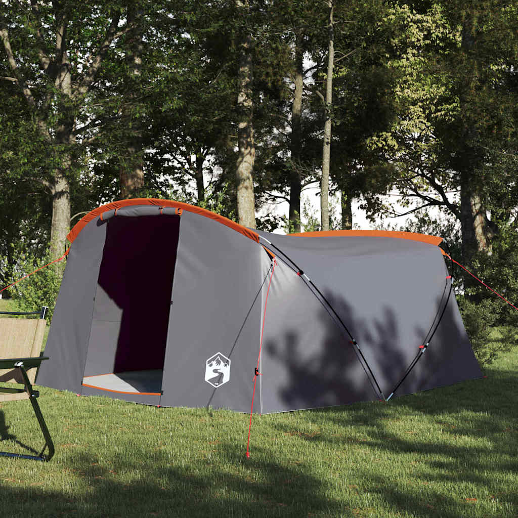 vidaXL Namiot tunelowy dla 4 osób z dachem Szary i pomarańczowy