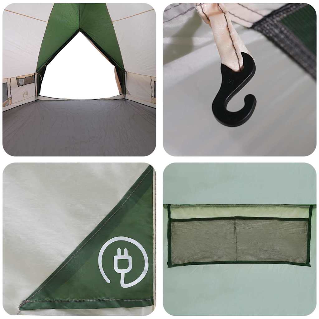 vidaXL Namiot Teepee dla 10 osób Zielony i Biały 567 x 470 x 242 cm