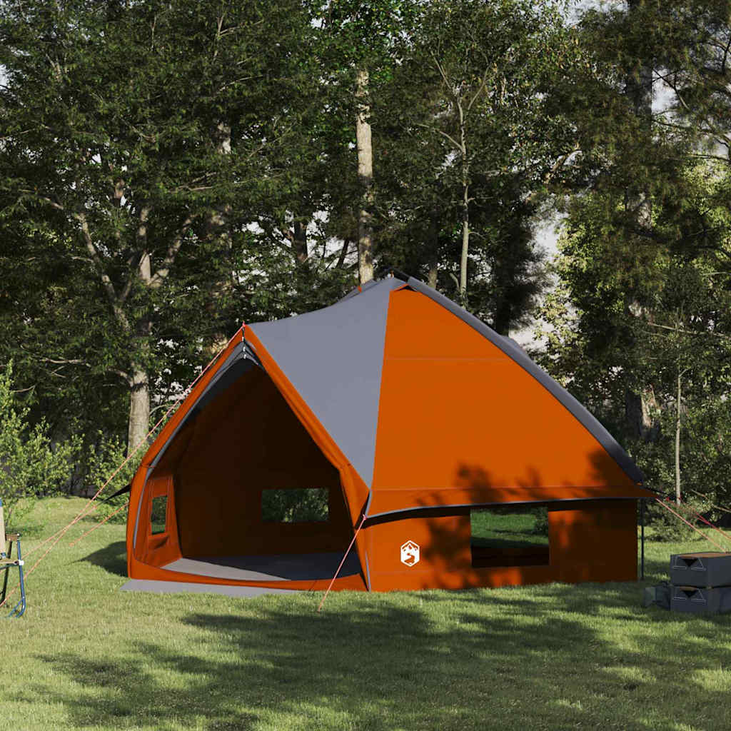 vidaXL Namiot Teepee dla 10 osób z dachem Szary i pomarańczowy