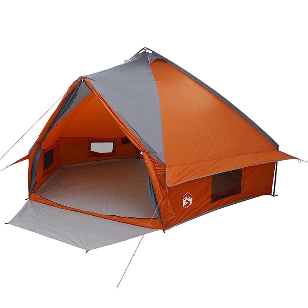 vidaXL Namiot Teepee dla 10 osób z dachem Szary i pomarańczowy