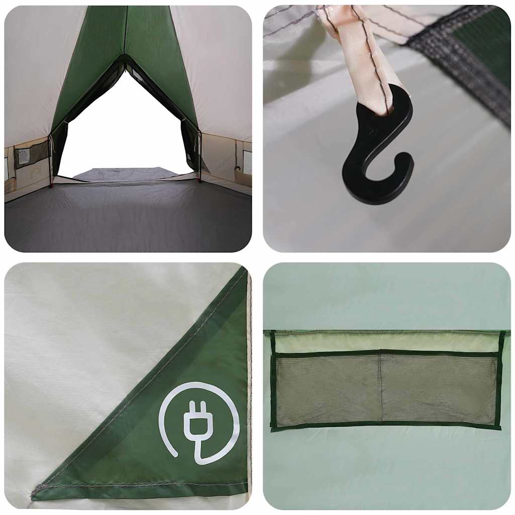 vidaXL Namiot Teepee dla 8 osób Zielony i Biały 490 x 410 x 210 cm