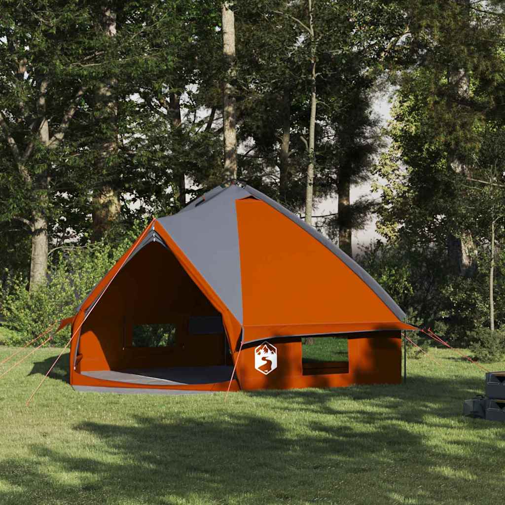 vidaXL Namiot Teepee dla 8 osób z dachem Szary i pomarańczowy
