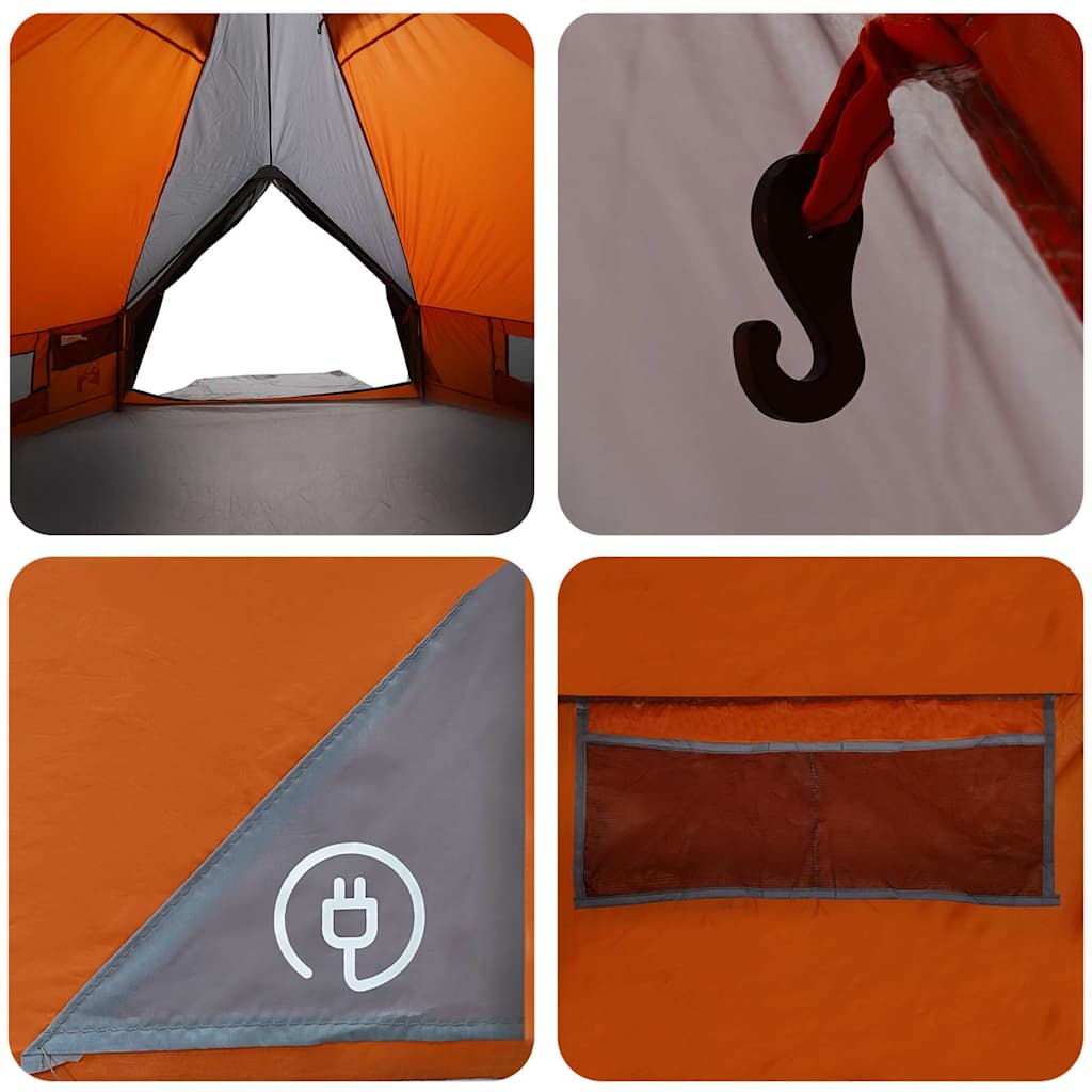 vidaXL Namiot tipi dla 6 osób Szary i pomarańczowy 431 x 366 x 185 cm