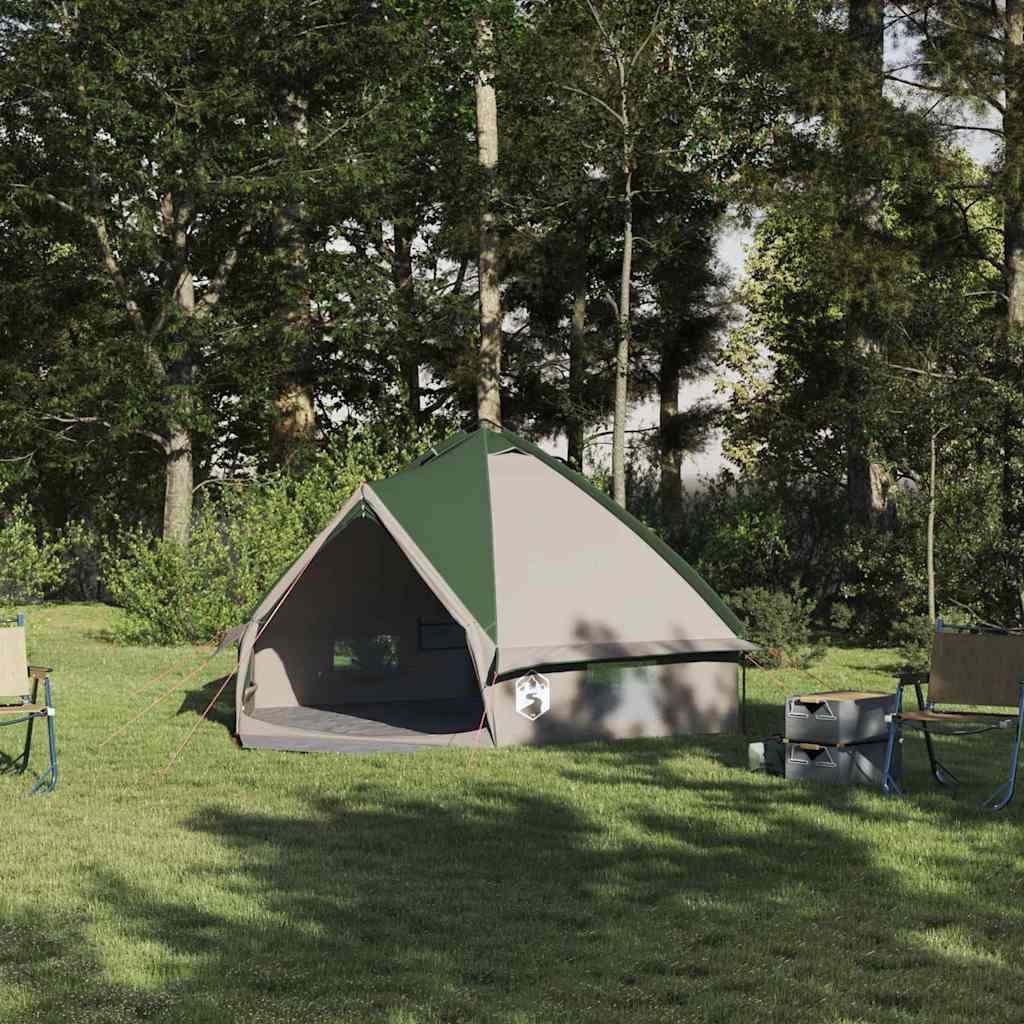 vidaXL Namiot Teepee dla 4 osób Zielony i szary 388 x 320 x 169 cm